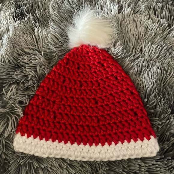 handmade Other - Handmade Santa crochet Christmas beanie pom pom approx 6-10 years old hat